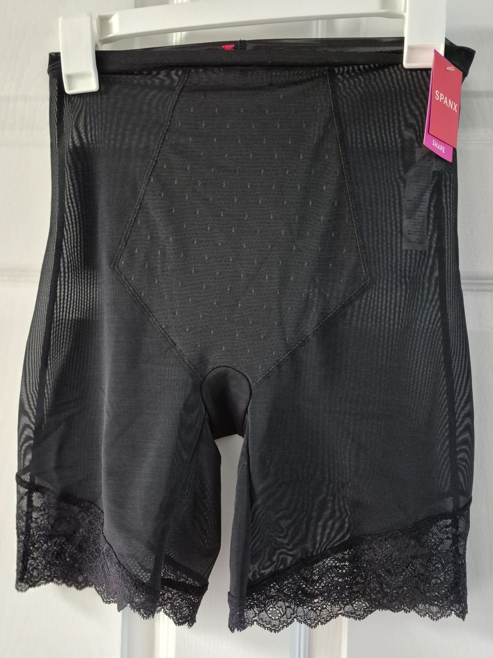 SPANX Black Lace Trim Shapewear Shorts Size L
